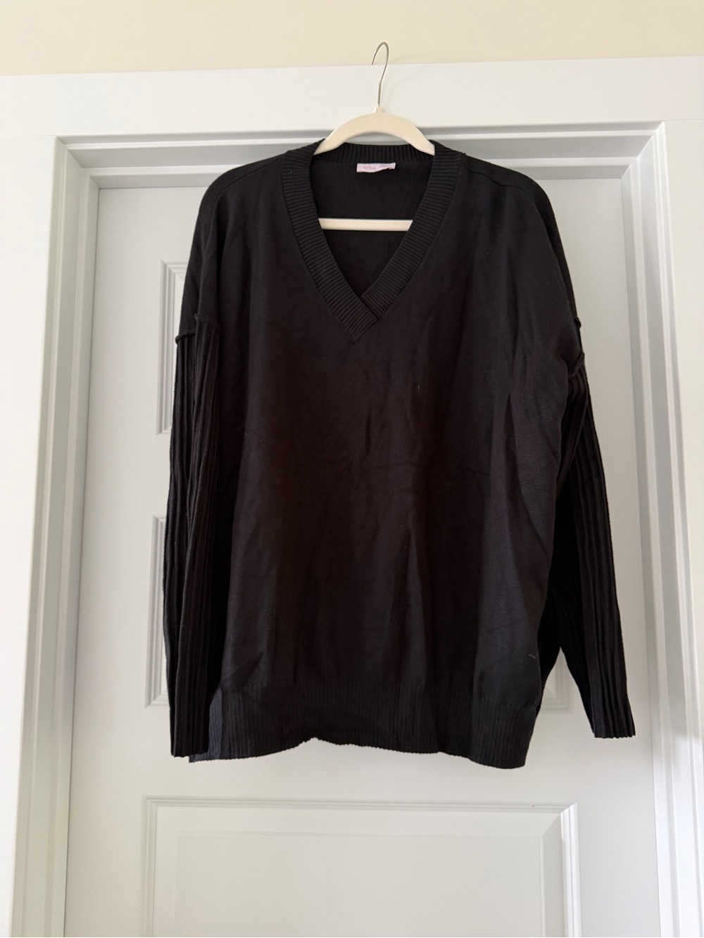 Black V-Neck Pink Lily Sweater - very soft!